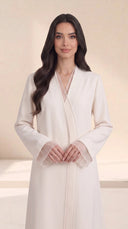 The Sabia Sheer Cuff and Front Wrap-Front Abaya - TAL by The Abaya Lab