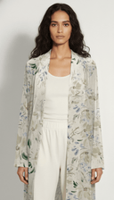 The Sabiha Beige & Pastel Printed Velvet Abaya - TAL by The Abaya Lab