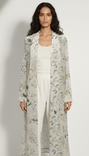 The Sabiha Beige & Pastel Printed Velvet Abaya - TAL by The Abaya Lab