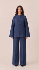 The Sabiha Jeans Co-Ord Set with Mandarin Collar - TAL by The Abaya Lab