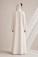 The Sabreen 3D Floral Shoulder Abaya, in Off White, back view