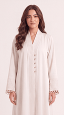 The Safiya Pleated Trim Button Detail Abaya - TAL by The Abaya Lab
