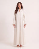 The Safiya Pleated Trim Button Detail Abaya - TAL by The Abaya Lab