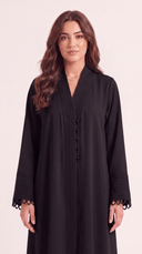 The Safiya Pleated Trim Button Detail Abaya - TAL by The Abaya Lab