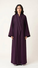 The Saja Contrast Stitch Open Abaya with Shawl Collar - TAL by The Abaya Lab