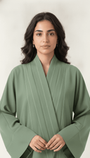The Saja Contrast Stitch Open Abaya with Shawl Collar - TAL by The Abaya Lab
