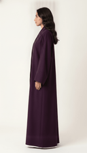 The Saja Contrast Stitch Open Abaya with Shawl Collar - TAL by The Abaya Lab