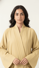 The Saja Contrast Stitch Open Abaya with Shawl Collar - TAL by The Abaya Lab