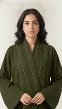 The Saja Contrast Stitch Open Abaya with Shawl Collar - TAL by The Abaya Lab