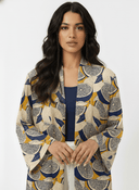 The Salama Citrus Print Navy & Mustard Abaya - TAL by The Abaya Lab