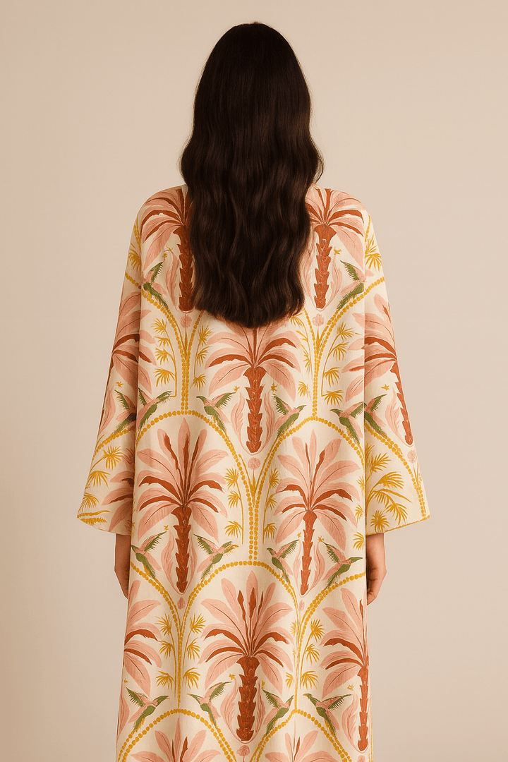 The Salama Pink Palm Tree Abaya - TAL by The Abaya Lab