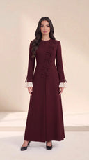 The Salama Side Bow Detail Abaya with Pleated Cuffs - TAL by The Abaya Lab