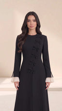 The Salama Side Bow Detail Abaya with Pleated Cuffs - TAL by The Abaya Lab