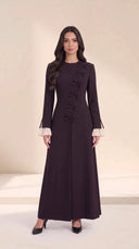 The Salama Side Bow Detail Abaya with Pleated Cuffs - TAL by The Abaya Lab