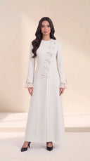The Salama Side Bow Detail Abaya with Pleated Cuffs - TAL by The Abaya Lab