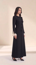 The Salama Side Bow Detail Abaya with Pleated Cuffs - TAL by The Abaya Lab