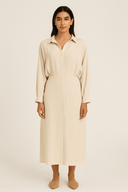 The Salma Shirt Dress – Soft White Crepe - The Abaya Lab