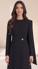 The Salwa Tailored Abaya with Asymmetric Button Detail - TAL by The Abaya Lab