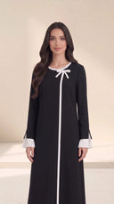 The Samiha Bow Detail Abaya with Pleated Cuffs - TAL by The Abaya Lab