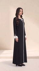 The Samiha Bow Detail Abaya with Pleated Cuffs - TAL by The Abaya Lab