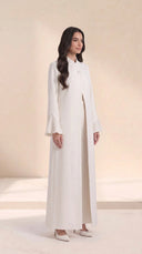 The Samiqa Pleated Cuff Abaya with Wrap Collar - TAL by The Abaya Lab