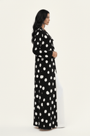 The Samirah Double Tie Polka Dot Open Abaya - TAL by The Abaya Lab