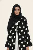 The Samirah Double Tie Polka Dot Open Abaya - TAL by The Abaya Lab