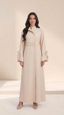 The Sanad Pleated Waist Abaya with Tie Cuffs - TAL by The Abaya Lab
