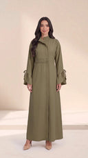 The Sanad Pleated Waist Abaya with Tie Cuffs - TAL by The Abaya Lab