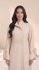 The Sanad Pleated Waist Abaya with Tie Cuffs - TAL by The Abaya Lab