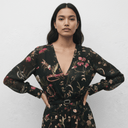 The Sarah Black Floral Chiffon Dress - TAL by The Abaya Lab