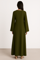 The Sereen Drape - Neck Dress – Olive Edition - The Abaya Lab