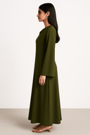The Sereen Drape - Neck Dress – Olive Edition - The Abaya Lab