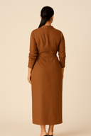 The Serena Brown Modest Wrap Dress - The Abaya Lab
