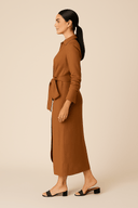 The Serena Brown Modest Wrap Dress - The Abaya Lab