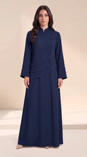 The Shaden Asymmetric Frog Closure Abaya, in Navy, front view