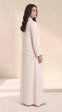 The Shaden Asymmetric Frog Closure Abaya, in Off White, back view