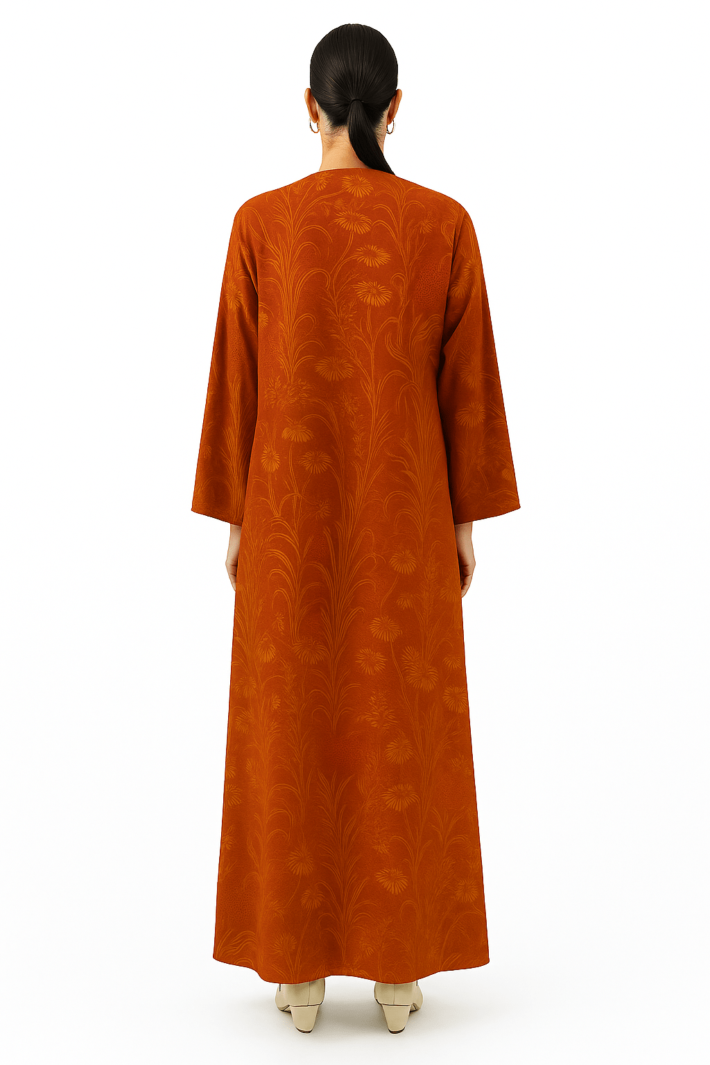 The Shaikha Burnt Orange Floral Abaya - TAL by The Abaya Lab