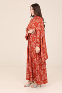 The Shamma Rust Floral Abaya - TAL by The Abaya Lab