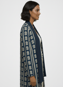 The Shamsa Navy Floral Stripe Abaya - TAL by The Abaya Lab