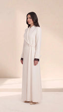 The Sharifa Shawl Collar Wrap Abaya, in Off White, side view