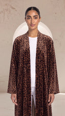 The Shereen Mocha Brown Kimono Band Open Abaya, in Mocha Brown, front view