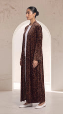 The Shereen Mocha Brown Kimono Band Open Abaya, in Mocha Brown, side view