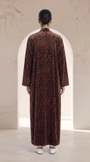 The Shereen Mocha Brown Kimono Band Open Abaya, in Mocha Brown, back view