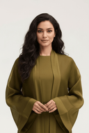 The Stella Olive Chiffon & Crepe Panel Abaya - TAL by The Abaya Lab