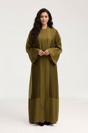 The Stella Olive Chiffon & Crepe Panel Abaya - TAL by The Abaya Lab