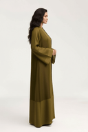 The Stella Olive Chiffon & Crepe Panel Abaya - TAL by The Abaya Lab