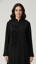 The Suad Mandarin Tie Detail Front Close Abaya - TAL by The Abaya Lab