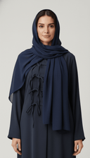 The Suad Mandarin Tie Detail Front Close Abaya - TAL by The Abaya Lab