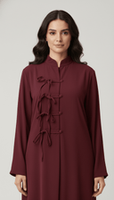 The Suad Mandarin Tie Detail Front Close Abaya - TAL by The Abaya Lab
